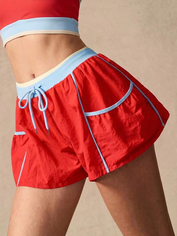 VARSIVA Women's Street Casual Drawstring Waist Colorblock Pocket Sports Shorts