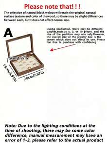 1件大號胡桃木珠寶收納盒，透明可鎖蓋，天鵝絨內襯，多格分隔，適用戒指、耳環、項鍊、手鍊，居家浴室展示收納禮品盒 - 灰色 - 查看 13