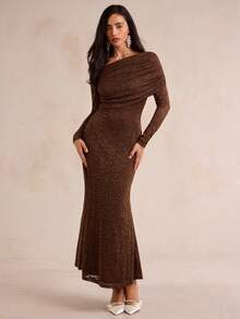 Enchnt Premium Pre-Fall Romantic Women's Elegant Brown Floral Lace ...