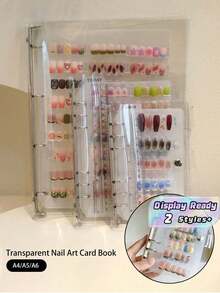 Sổ lưu trữ móng tay dán – Album trưng bày bộ sưu tập nail art, giá đỡ thẻ màu mẫu trong suốt mờ, hộp đựng dụng cụ làm móng di động cho gia đình, salon và du lịch - Trong sáng - Xem 1