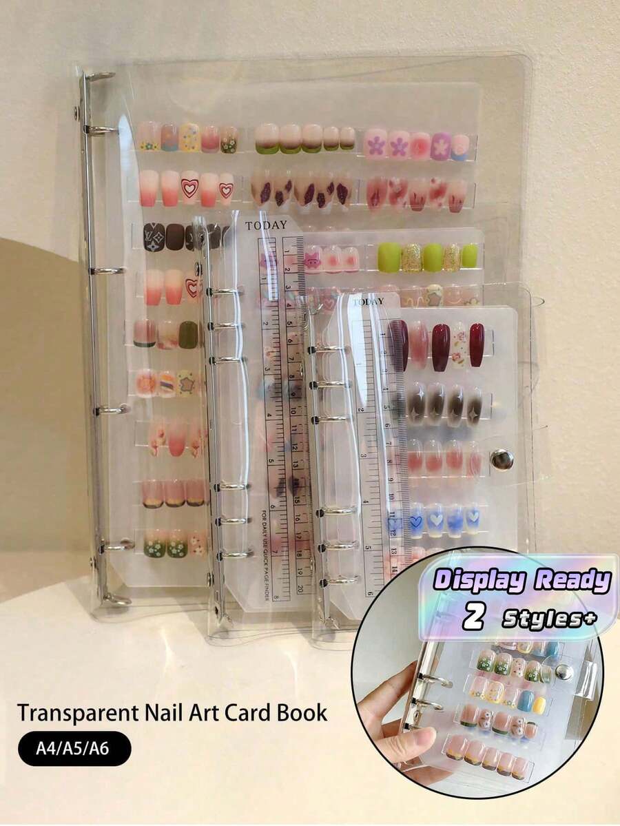 Sổ lưu trữ móng tay dán – Album trưng bày bộ sưu tập nail art, giá đỡ thẻ màu mẫu trong suốt mờ, hộp đựng dụng cụ làm móng di động cho gia đình, salon và du lịch - Trong sáng - Xem 1