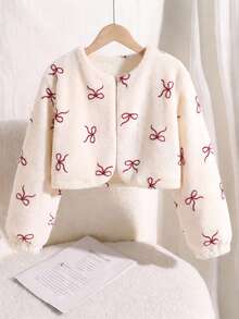 SHEIN 少女極簡風人造毛大衣，適合派對、街頭穿搭，秋冬款 - 白色 - 查看 1