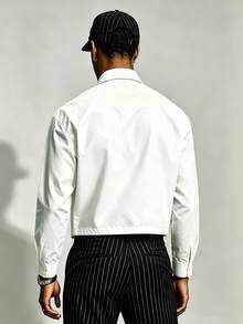 Manfinity Dauomo 男士中式時尚盤扣長袖上衣 - 白色 - 查看 3
