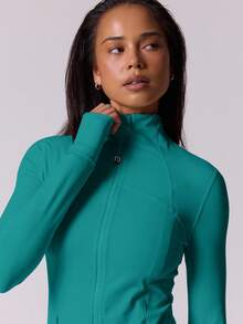 Musera Sport Sculpt 長袖拉鍊運動機能外套 健身服 無縫修身收腰彈性 Padel 匹克球 皮拉提斯 健身 沙漠跑者 瑜珈 日常休閒 - 水鴨藍 - 查看 2