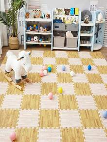 10Pcs 11.8Inch Wood Texture Interlocking Mat High Tenacity Non Slip Cushion Floor Tile Moisture Proof For Living Room Bedroom Kitchen Decor - multicolor - View 8