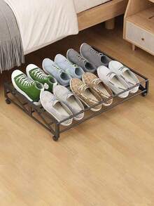 Long Under Bed Rolling Shoe Rack, Mobile Metal Shoe Storage Holder Fit Sofa Bed Bottom Space Saving Bedroom Shoe Organizer For Dorm Home Use - Multicolor - View 8