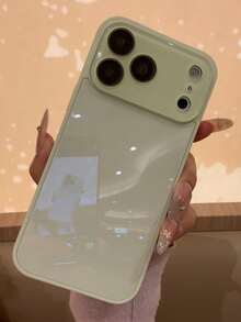 Luxurious Solid-Color Glossy Glass Phone Case Compatible With Iphone, Featuring Lens Protection With A Minimalist, Elegant, And Charming Design Suitable For Smartphones. - Clear - View 5