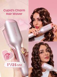 SHEGLAM HAIR Cupid's Charm Beach Babe Hair Waver,Pink Ionic Hair Curler - 25mm EU Plug,Waver Curling Iron,2 Barrel Hair Crimper With Anti-Scald,50 Million Ions & 10 Min Quick Wave,Smart Timer & Adjustable Temps,Easy To Use Hair Tool For Women Gift Pink Makeup Beach Festivals Hair Care Y2K Vacation Summer Hair Accerssories Back To School Home - Baby Pink - View 2