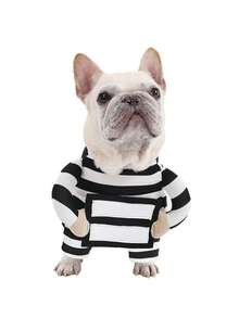 PETSIN 1PC Halloween Prisoner Themed Dog Two-Leg Costume, Funny Festival Photo Outfit For Pets - Black and White - View 6