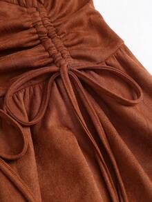 Sweetra Women's Spring Summer Autumn Spaghetti Strap Dress Ruched Waist Tie Detail Asymmetrical Hem Star Decor Slim Fit Shopping Night Out Going Out Dating - Rust Brown - View 6