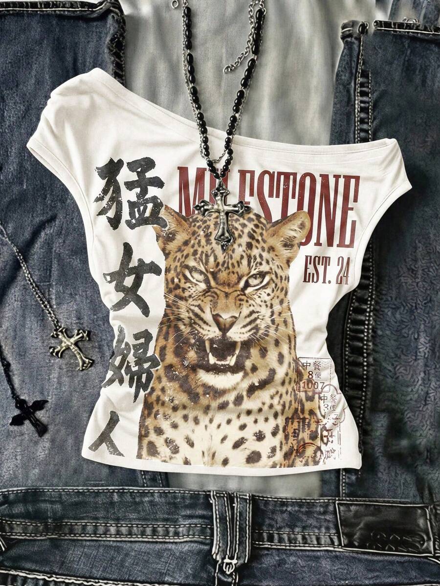 Attitoon 女款修身不對稱單肩抓皺短版上衣 - 白色 - 查看 1