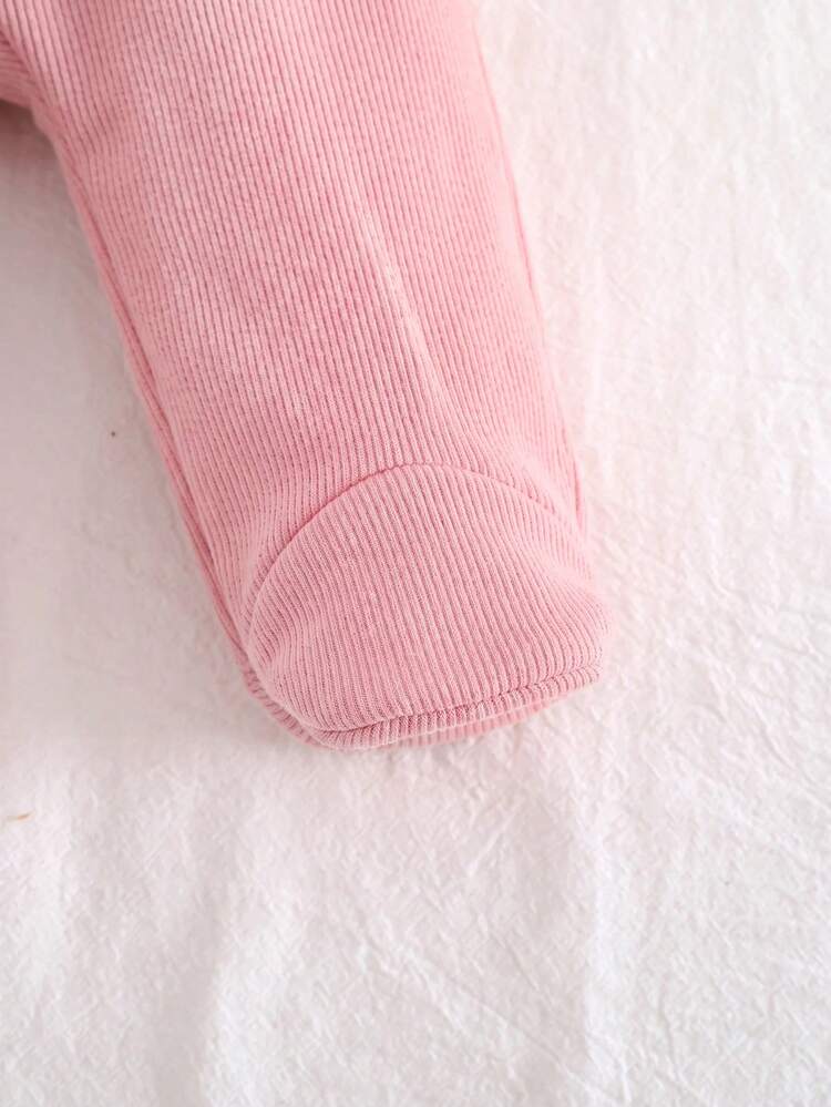 Cozy Pixies Baju Bayi Laki-laki Baru Lahir Warna Pink & Aprikot Polos, Bahan Rajut Lembut, Leher Bulat, Lengan Panjang, Setelan Kasual 2 Potong, Cocok untuk Musim Semi, Musim Panas, Musim Gugur, Musim Dingin, di Rumah, Jalan-jalan, dan Acara Lainnya - MultiWarna - View 6