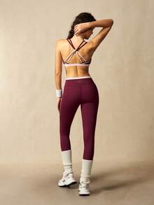 VARSIVA Women's Colorblock Cropped Camisole Top And High-Waist Leggings Casual Daily Sports Fitness Set - Multicolor - View 7