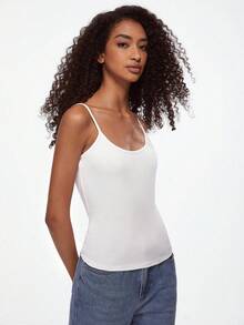 SHEIN BASICS 女款純色修身百搭日常穿著細肩帶背心上衣 3件/組 - 彩色 - 查看 4