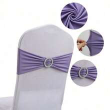 100pcs Elastic Chair Back Decorative Covers - Universal Elastic Chair Sashes With Sparkly Buckle Sliders, Suitable For Adorning Chair Backs For Birthdays, Weddings, Parties, Events, Hotels - Multicolor - View 9