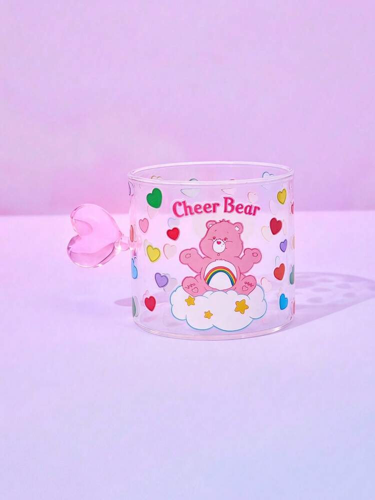 Care Bear X Joivida 1個粉色熊玻璃馬克杯，適用於咖啡或牛奶－為居家書桌或辦公室營造溫馨氛圍，送給女友、男友、老師或情侶的可愛情人節或生日禮物 - 彩色 - 查看 2