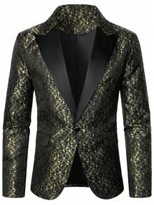 Manfinity AFTRDRK Fashionable Notch Lapel Men's Blazer - Gold - View 5