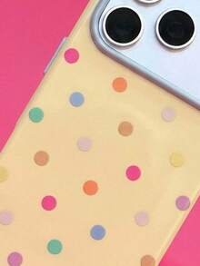 ShellaStory A Summer Day, Dopamine Color-Blocking Polka Dot Macarons, Shockproof Soft Shell, Suitable For 17promax, Personalized, Creativity, Geometry, Simple Style, Fresh Style, Color-Blocking Style, Niche, Ins Style - Yellow - View 3