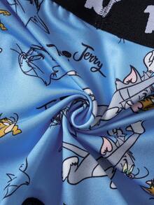 TOM & JERRY X SHEIN Men's Letter Print Colorblock Cartoon Print Casual Daily Boxer Briefs 3pcs/Pack - Blue and White - View 6