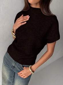 Aloruh Women's Fashion Street Minimalist Knit Top For Daily Wear.Autumn And Winter - Coffee Brown - View 6