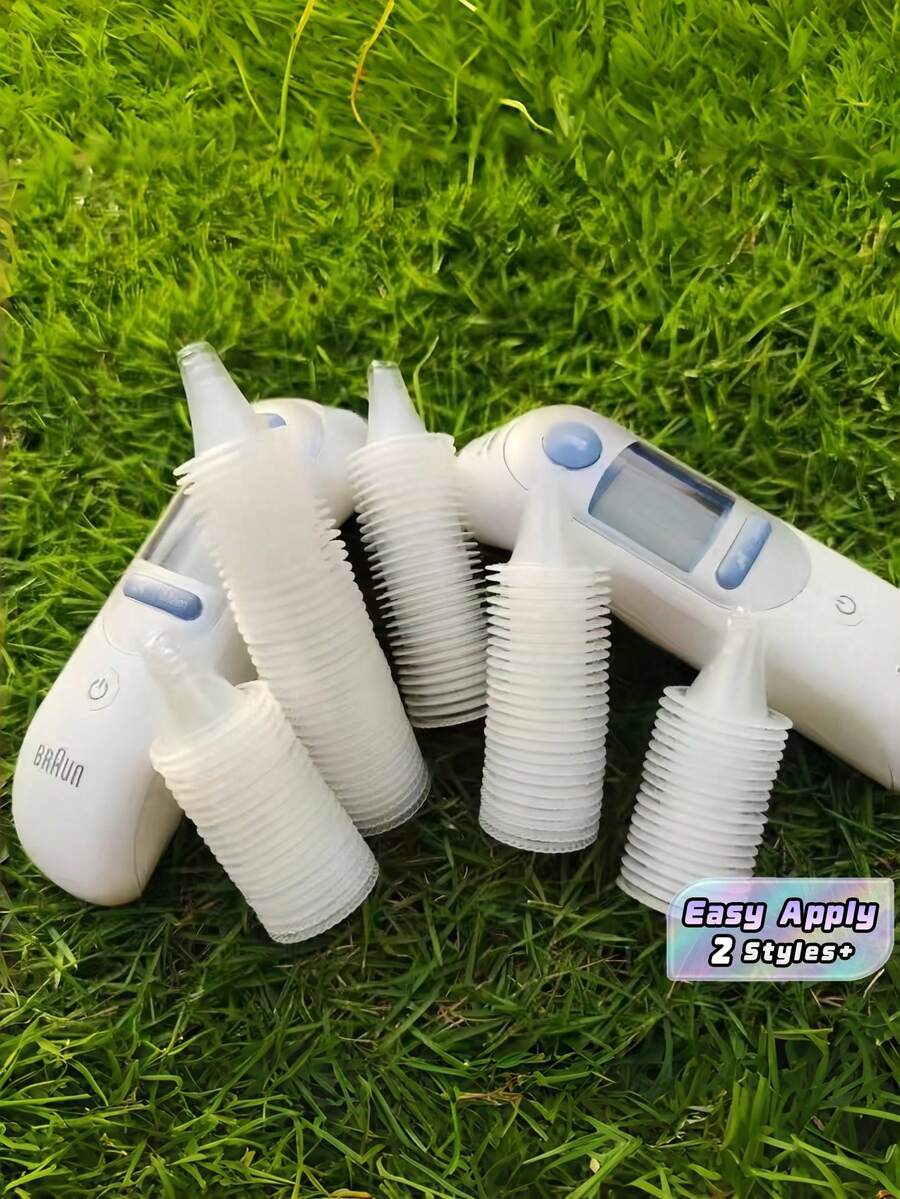 100/200入一次性耳溫槍探頭套替換鏡片濾網 防刮防髒 衛生潔淨 準確測溫 通用款 居家診所日常冬季使用 - 均碼 - 查看 1