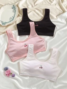 青少年女孩櫻桃圖案休閒日常內衣 - 彩色 - 查看 2