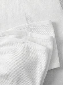 SHEIN Tween女孩 3件組休閒抹胸內衣背心內搭衫，黑色、白色、淺灰色 - 白色 - 查看 4