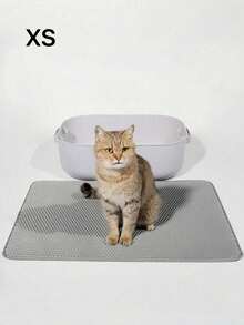 1PC EVA Cat Litter Mat, Double Layer One-Piece Single Opening, Washable Litter Trapping Mat For Indoor Cat Home Use - Grey - View 14