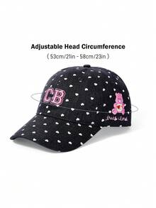 SHEIN X Care Bears 時尚經典休閒甜美基礎百搭運動粉色可愛熊女士棒球帽 防曬遮陽 日常穿搭 立體版 禮物 - 黑色 - 查看 5
