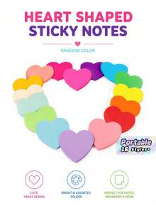 Heart Sticky Notes, Colorful Fluorescent Self-Adhesive Memo Pads Love Shape Notepads Random Color - multicolor - View 1
