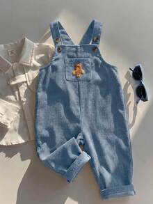 LMoss Kids Baby Boy Bear Patchwork Romper - Dusty Blue - View 9