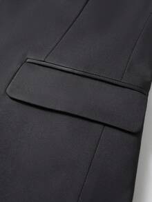 Manfinity Mode Men's Solid Color Notch Lapel Single-Breasted Casual Commute Travel Blazer - Black - View 4