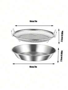 Haus Hana 1pc/2pcs A Stainless Steel Oil Filter Screen Skimmer With Two Handles, A Fine Mesh Frying Pan Basket For Deep-Frying, A Frame-Type Oil Filtration Rack For Draining Oil In The Kitchen, A Circular Frying Pan Basket For Making French Fries, Chicken Wings, Doughnuts, Fried Meatballs, And Onion Rings, Heat-Resistant And Rust-Proof, With A Double Handle Design. - View 10