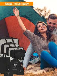 10件組旅行收納套裝，包含：盥洗包、化妝包、鞋袋、彩妝包、化妝品收納盒、衣物收納袋、香水盒、彩妝盒、內衣袋、衣物袋、防水衣物收納袋 - 彩色 - 查看 6