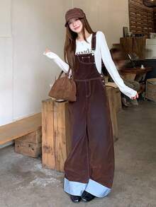 DAZY Women's Casual Denim Overalls - Brown - View 5