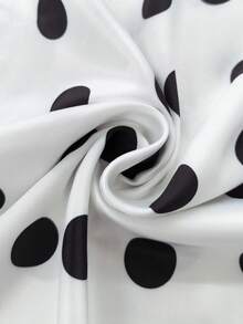 GlowEve CURVE Versatile Premium Metal Buckle Decor Plus Size Polka Dot Women's Skirt Fall - Black and White - View 4