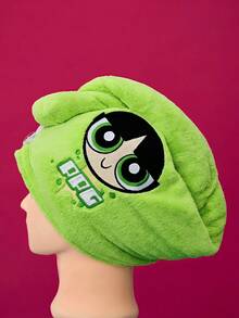THE POWERPUFF GIRLS X Joivida 1件可愛卡通小女警刺繡乾髮帽，珊瑚絨水洗材質，柔軟吸水且快速乾燥，適用於日常護髮、洗澡、淋浴、SPA、旅行，也是週年紀念或生日的獨特個性化禮物 - 彩色 - 查看 5