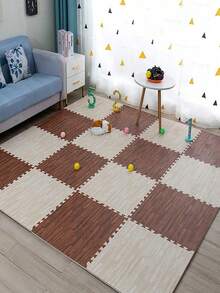 10Pcs 11.8Inch Wood Texture Interlocking Mat High Tenacity Non Slip Cushion Floor Tile Moisture Proof For Living Room Bedroom Kitchen Decor - multicolor - View 10