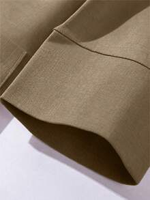 Franclia 3/4 Sleeve Lapel Collar Cinched Waist Linen Blend Commuter Blazer Jacket - Camel - View 4
