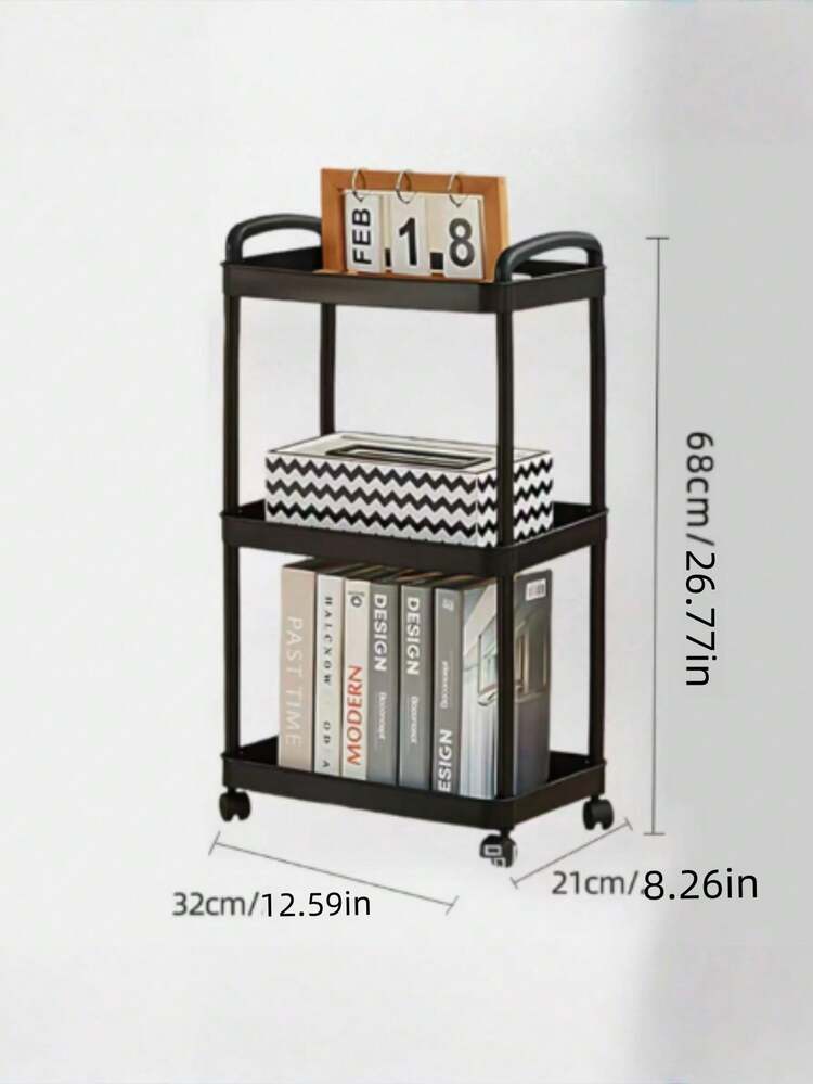 1PC Multi Tier Sturdy Easy Rolling Mobile Detachable Shelves Space Saving Versatile White Black Flat Design Storage Cart For Kitchen Bathroom Bedroom Office Garage - Multicolor 2 - View 4