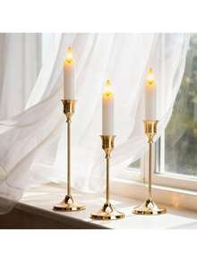 30Pcs Iron Conical Taper Candle Holders, Decorative Tabletop Pillar Candlestick Stands For Wedding Restaurant Party Fireplace, Metal Candle Centerpiece Decor For Home Holiday Festival Indoor Table Ornaments - Gold - View 5