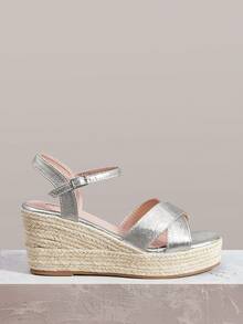 Styleloop Women's Hemp Rope Straw Weave Wedge Heel Gold Ankle Strap Women's Wedge Heel Sandals Hemp Rope Shoes Pomessian Style Is Suitable For Going Out On Vaca - Gold - View 1
