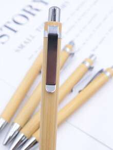3/5/10/20/50Pcs Bamboo Wooden Ballpoint Pen, Retractable Smooth Writing Gift Pen For Office, School, Home, Business, Promotional Giveaway - Bamboo Pen - View 2