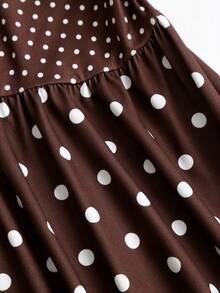 Sweetra Y2K Sexy Vacation Asymmetrical Polka Dot Patchwork Elegant Slimming A-Line Maxi Dress - Coffee - View 6