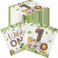 Animal Party Napkins Jungle Animals Plants Themed Birthday Napkins Kids Birthday Party Baking Wild Birthday Party Decorations - Jungle Animals - View 2