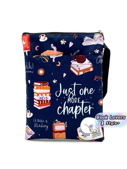 1 Buah Sarung Buku Bergambar Kucing Membaca Warna Biru Tua dengan Resleting, Multifungsi, Pelindung Buku dan Tablet, Tas Penyimpanan Portabel untuk Siswa, Guru, Pecinta Buku, Sekolah, Kantor, Perjalanan, dan Penggunaan Sehari-hari