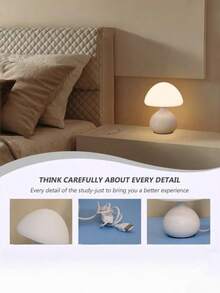 Minimalist Retro Mushroom Desk Lamp With Ball Base, USB Powered Dimmable Night Light, 3 Color Temperatures Adjustable, Ambient Glow Decor For Bedroom Living Room Study Office, Compact Tabletop Luminous Ornament, Versatile Multi-Occasion Use - Three Colors - View 7