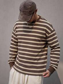 DAZY Summer Striped Multicolor Men's T-Shirt - Brown - View 3