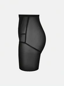SHAPORA 1件女款純色前拉鍊塑形短褲 - 黑色 - 查看 12