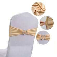 100pcs Elastic Chair Back Decorative Covers - Universal Elastic Chair Sashes With Sparkly Buckle Sliders, Suitable For Adorning Chair Backs For Birthdays, Weddings, Parties, Events, Hotels - Multicolor - View 18